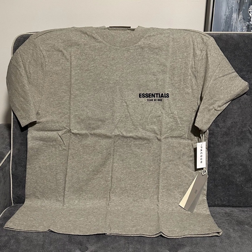 ESSENTIALS Men’s Grey Logo T-Shirt